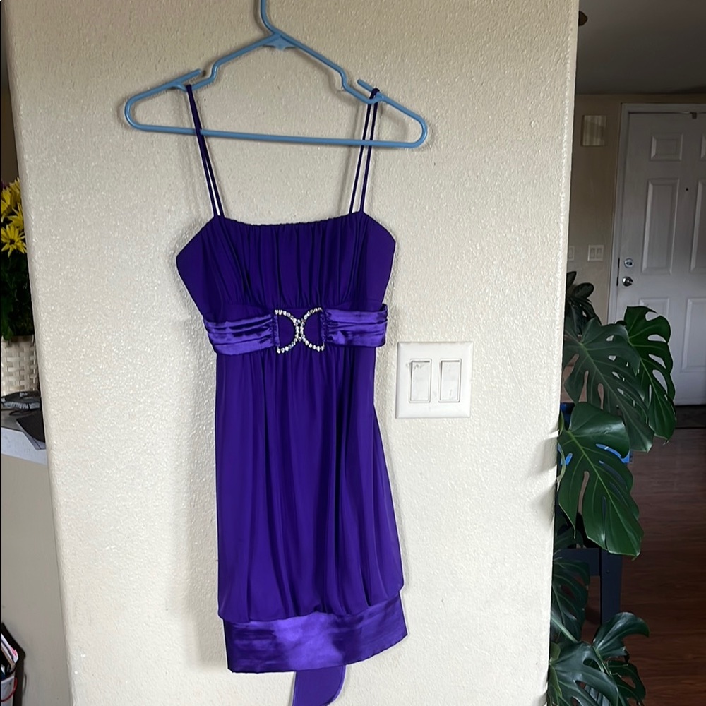 Taboo Purple Mini Cocktail Dress with Spaghetti Straps
